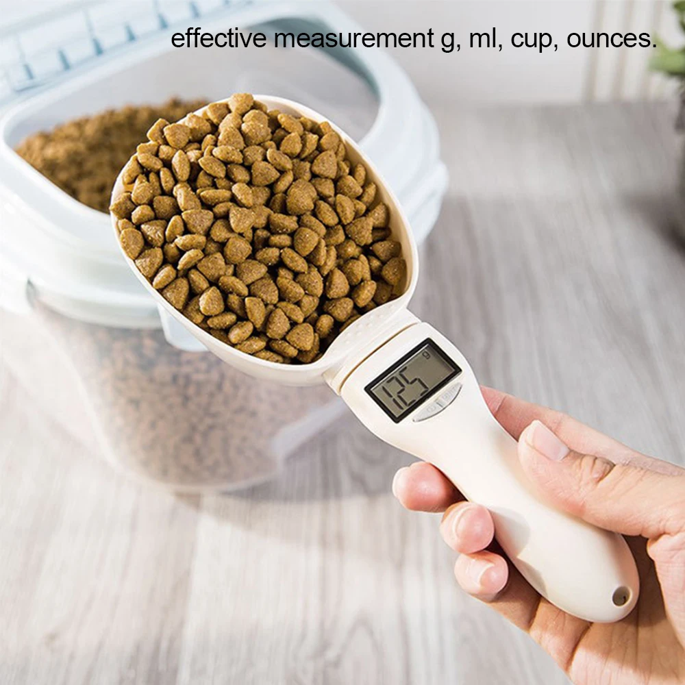 Electronic Pet Food Measuring Scoop with LED Display - Digital Spoon Scale for Dogs and Cats
