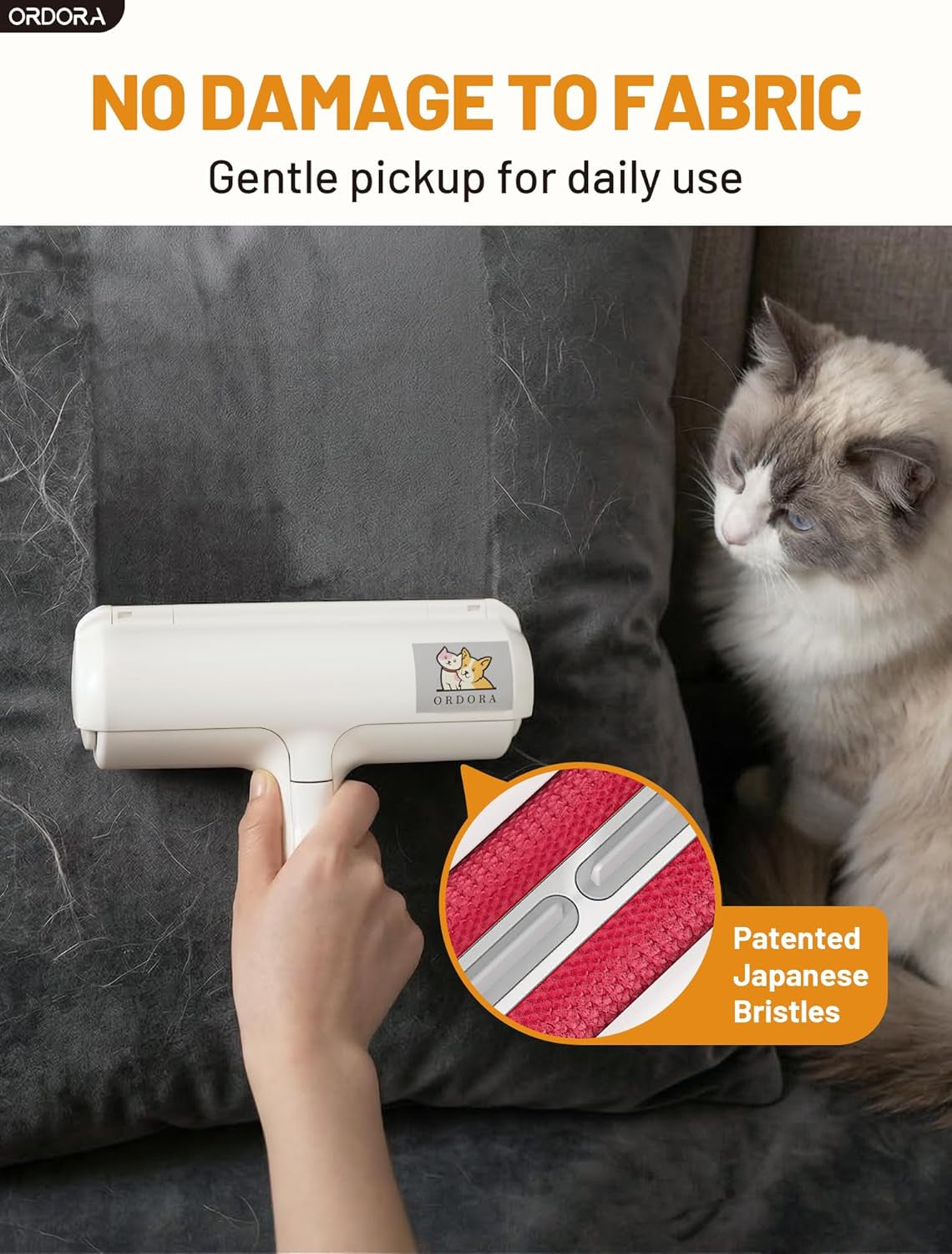 Reusable Pet Hair Remover Roller - Portable Lint Roller for Effective Removal of Dog and Cat Hair from Couches, Bedding, Cars, Rugs, and Furniture, No Refills or Batteries Required