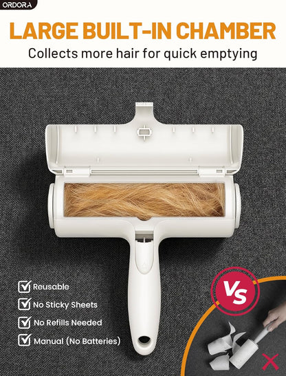 Reusable Pet Hair Remover Roller - Portable Lint Roller for Effective Removal of Dog and Cat Hair from Couches, Bedding, Cars, Rugs, and Furniture, No Refills or Batteries Required
