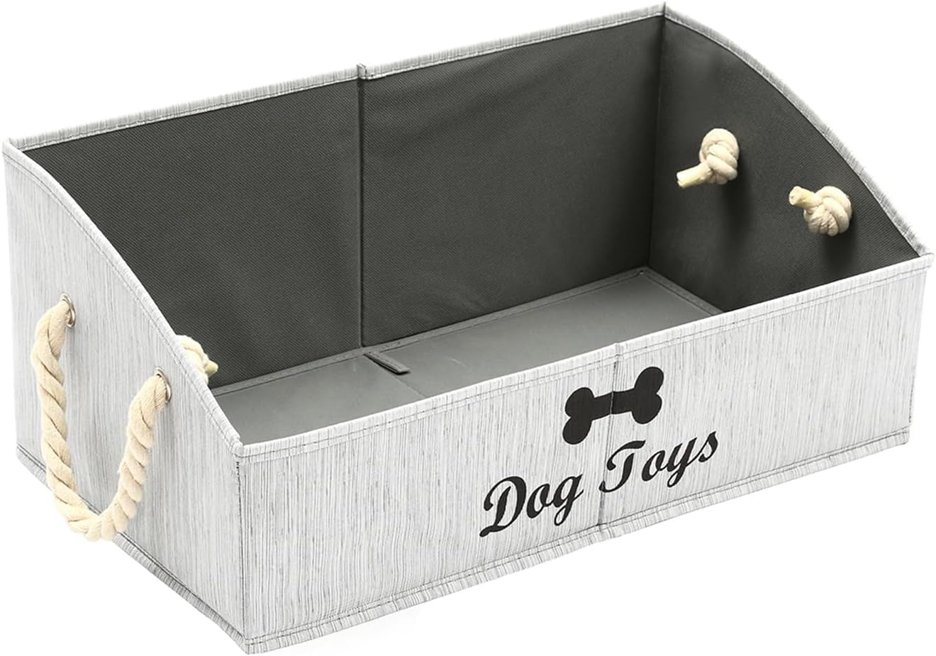 Large Dog Toy Storage Bin - Grey Canvas Basket for Home Organization in Living Rooms, Playrooms, and Closets