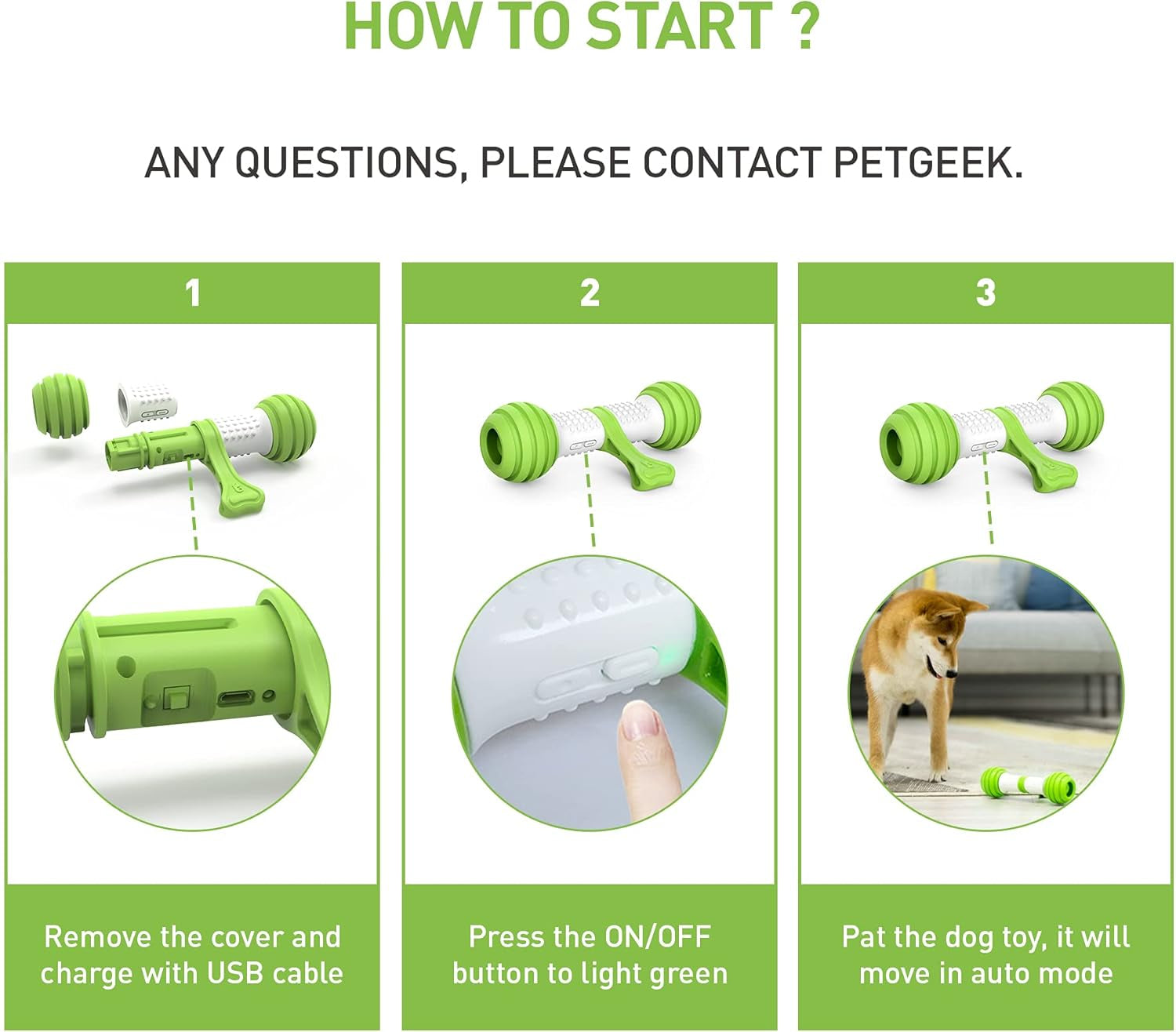 Interactive Motion-Activated Dog Toy - USB Rechargeable Electronic Bone for Medium to Large Dogs, Designed to Alleviate Boredom and Enhance Stimulation (Green)