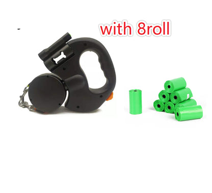 Retractable Dual Pet Leash for Small Dogs with Reflective Features and 360-Degree Swivel, Equipped with Lights for Enhanced Safety
