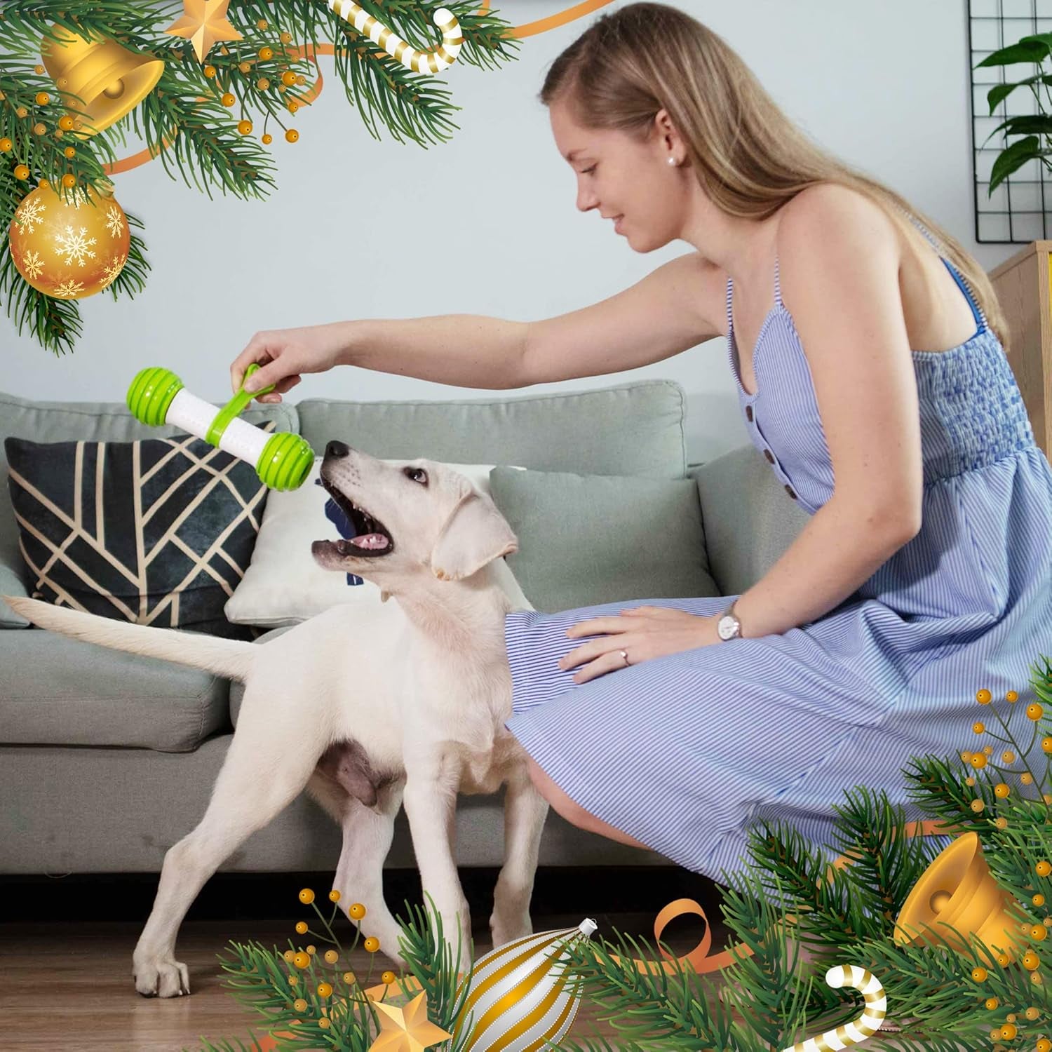 Interactive Motion-Activated Dog Toy - USB Rechargeable Electronic Bone for Medium to Large Dogs, Designed to Alleviate Boredom and Enhance Stimulation (Green)