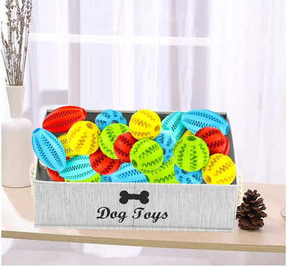 Large Dog Toy Storage Bin - Grey Canvas Basket for Home Organization in Living Rooms, Playrooms, and Closets