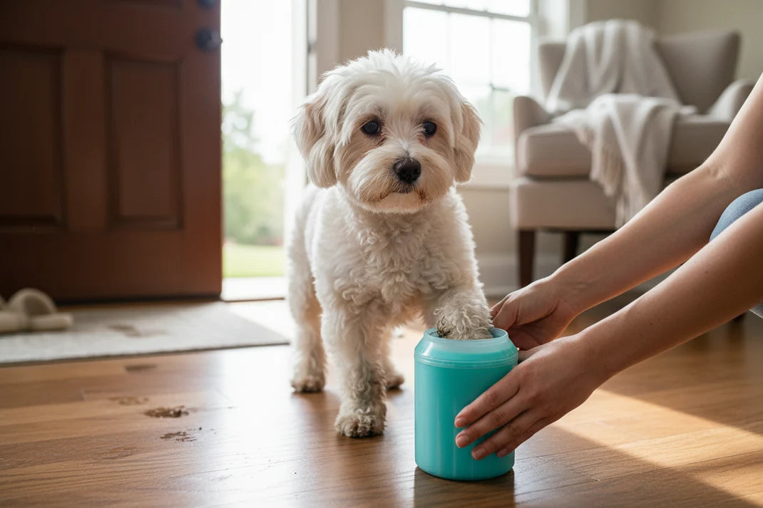 Portable Dog Paw Cleaner with Soft Silicone Combs - Efficient Outdoor Pet Foot Washing Solution