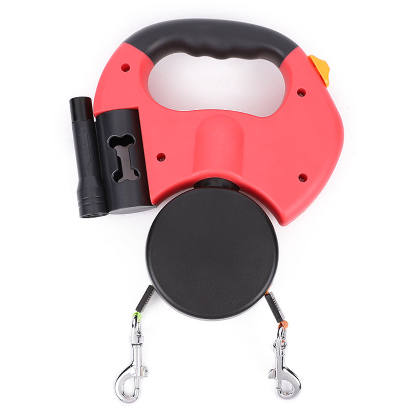 Retractable Dual Pet Leash for Small Dogs with Reflective Features and 360-Degree Swivel, Equipped with Lights for Enhanced Safety