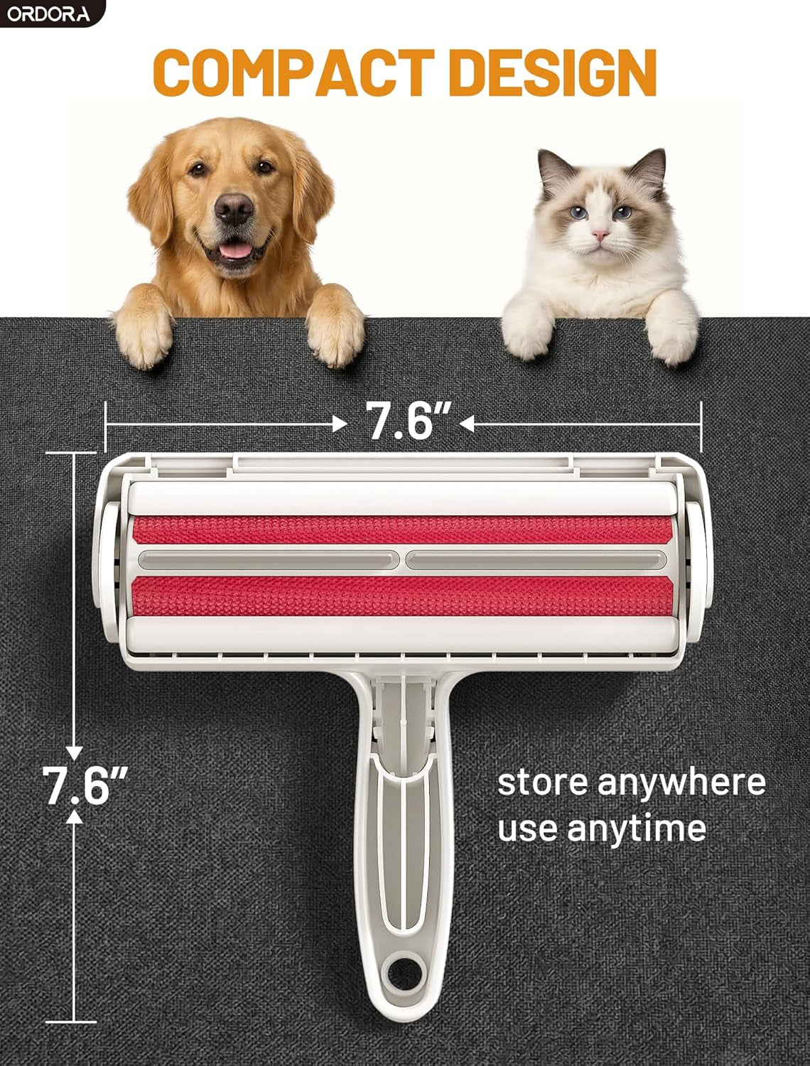 Reusable Pet Hair Remover Roller - Portable Lint Roller for Effective Removal of Dog and Cat Hair from Couches, Bedding, Cars, Rugs, and Furniture, No Refills or Batteries Required
