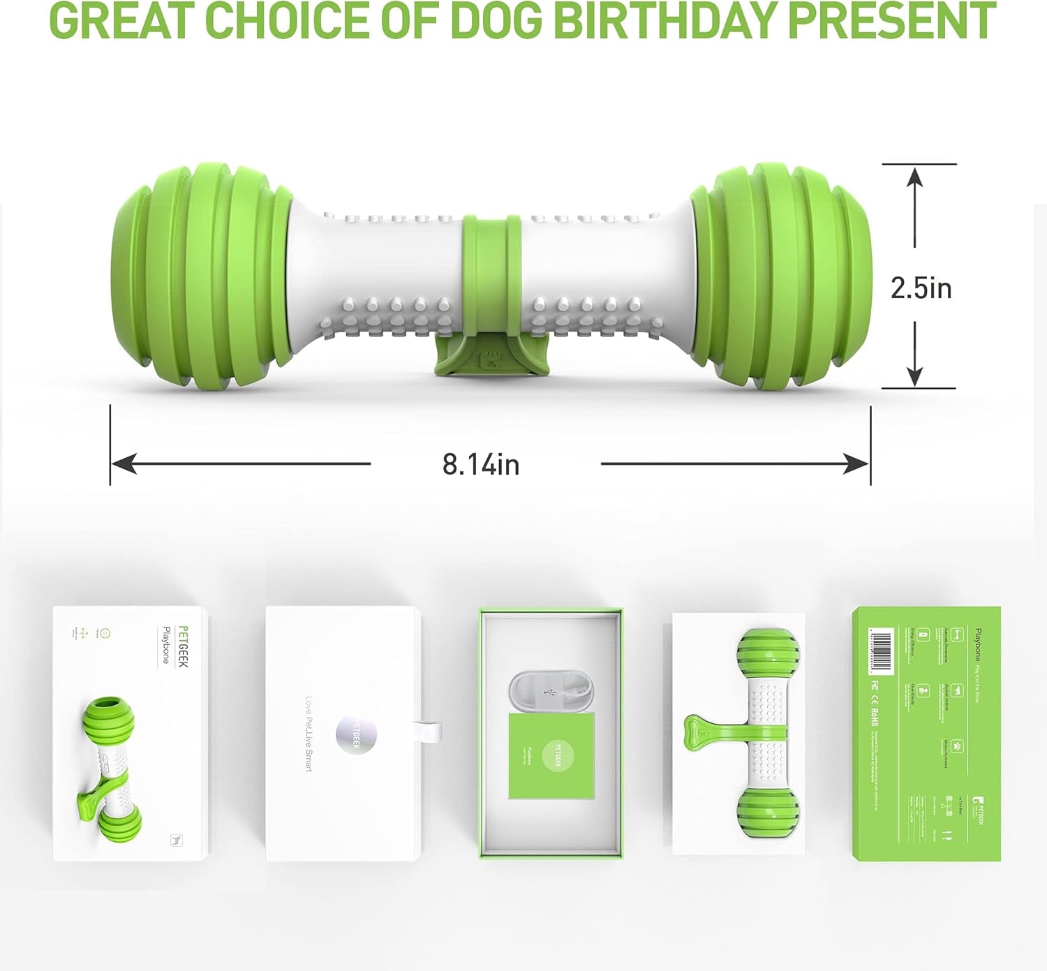 Interactive Motion-Activated Dog Toy - USB Rechargeable Electronic Bone for Medium to Large Dogs, Designed to Alleviate Boredom and Enhance Stimulation (Green)