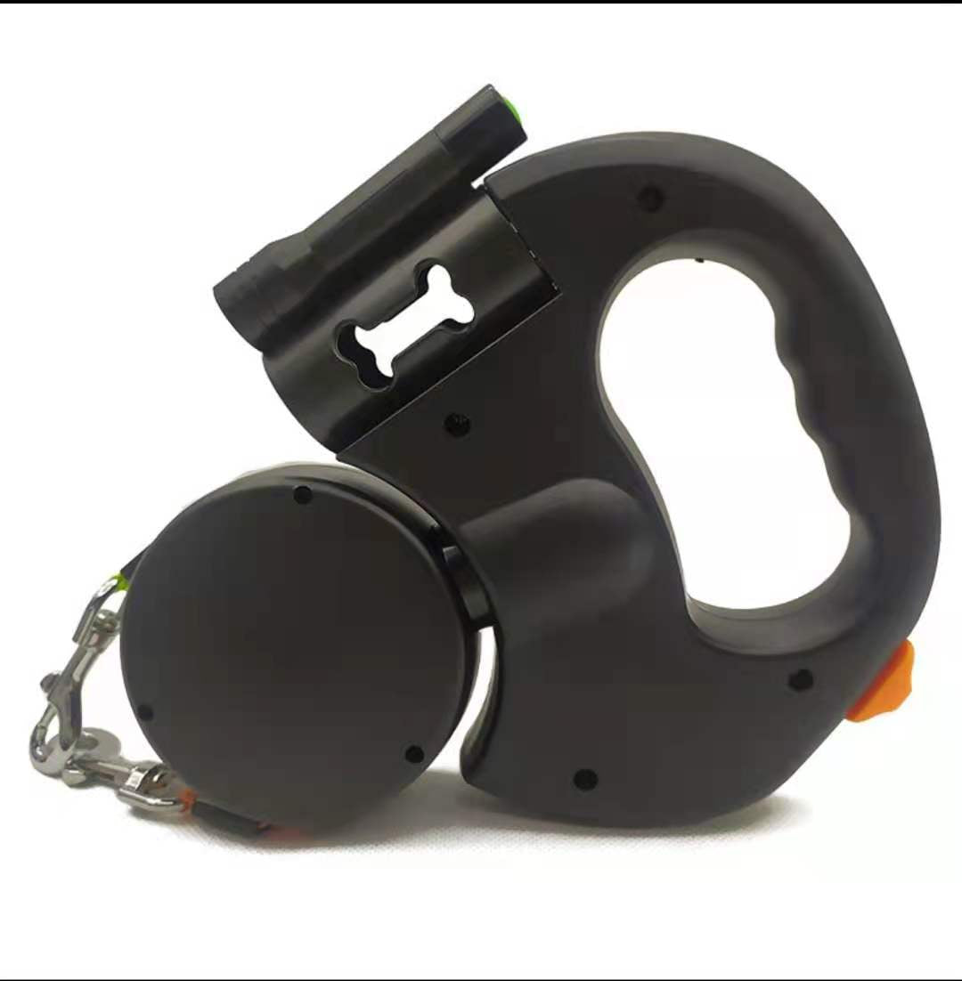 Retractable Dual Pet Leash for Small Dogs with Reflective Features and 360-Degree Swivel, Equipped with Lights for Enhanced Safety