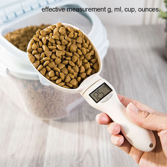 Electronic Pet Food Measuring Scoop with LED Display - Digital Spoon Scale for Dogs and Cats